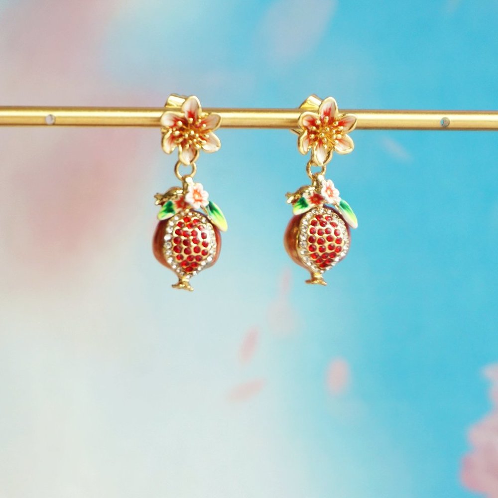 Bill skinner fruit earrings pomegranate earrings